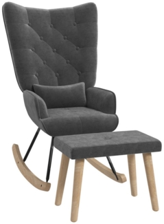 HOMCOM Relaxsessel Ohrensessel mit Hocker, Kissen, Samtoptik (Polsterstuhl, 2-St, Loungesessel), für Schlafzimmer, Wohnzimmer, 66 x 96 x 101 cm, Dunkelgrau