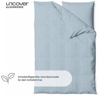 Uncover by Schiesser Bettwäscheset Grebur - Renforcé - 2-teilig - 155 x 220 cm - Hellblau
