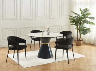 Vente-unique - Stuhl mit Armlehnen 6er-Set - Stoff & Metall - Schwarz - AVRELA