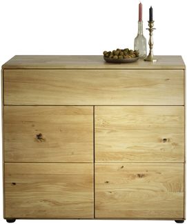 Kommode >KM-0662< 2 Türen, 1 Schub, 1 Boden, Wildeiche massiv - 100x89x40cm (BxHxT)