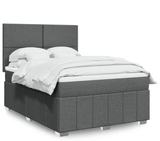 vidaXL Boxspringbett mit Matratze Dunkelgrau 140x200 cm Stoff 3293985