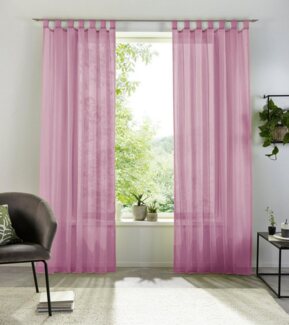 my home Gardine XANA mit Ösen, Kräuselband oder Schlaufen, Schlaufen (1 St), halbtransparent, Voile, Bestseller, einfarbig, 1 bzw. 2 Schals, pflegeleicht, Schal