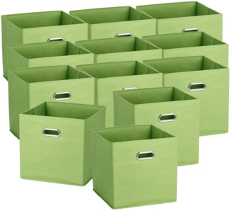 12 Aufbewahrungsboxen mit Griff, Vlies - Grün
