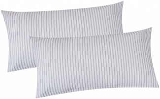 Heubergshop Kissenbezug, (2 Stück), Seersucker Kissenbezug 40x80cm Gestreift Baumwolle (BS-Streifen-Grau)