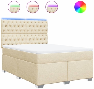 vidaXL Boxspringbett mit Matratze Creme 140x200 cm Stoff 3292823