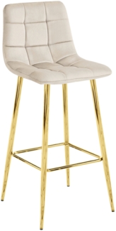 Valora TEOTO Hocker, beigefarbener Samt, goldene Beine, modernes Design