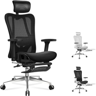 Ergonomischer Bürostuhl 3D-Armlehne Kopfstütze Fußstütze Lendenwirbelstütze