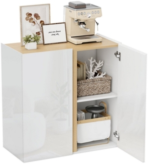 HOMCOM Sideboard (Beistellschrank, 1 St, Aufbewahrungsschrank), für Wohnzimmer, Küche 80 x 40 x 80 cm Hochglanzweiß