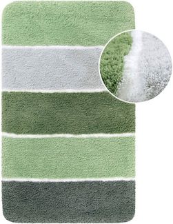 Homie Living Badematte Rio Marina, Höhe 30 mm, rutschhemmend beschichtet, fußbodenheizungsgeeignet, schnell trocknend, Polyester, rechteckig, flauschiger Badteppich, modern gestreift, waschbar, Badezimmerteppich