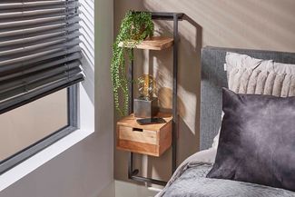 KAWOLA Nachttisch AIDY Regal hängend Akazie natur 1 Schublade 100 x 30 x 30 cm