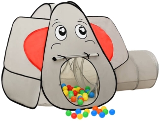 vidaXL Spielzelt in Elefanten-Form mit 250 Bällen, Stoff grau 174 x 86 x 101 cm