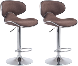 2er Set Barhocker Las Vegas V2 Stoff chrom, braun
