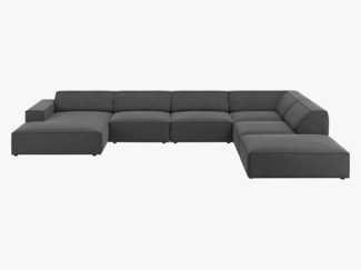 Micadoni Panorama-Ecksofa Jodie 7-Sitzer Rechts Samt Bluvel Grau