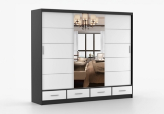 imoebel24 Schwebetürenschrank FLORENCE 250 cm - Schwarz / Weiss