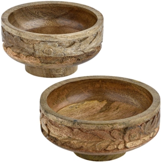 Marrakesch Orient & Mediterran Interior Dekotablett 2er Set Boho Deko Schale Obstschale Holzschale Lulua (2 St), handgeschnitzt