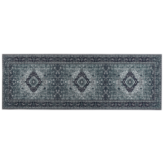 Teppich grau orientalisches Muster 70 x 200 cm Kurzflor VADKADAM