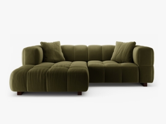 Micadoni Ecksofa Puma 3-Sitzer Links Samt Grün