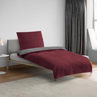 Traumschlaf Uni Melange Flanell Bettwäsche 840200|200x200 cm + 2x 80x80 cm| burgund