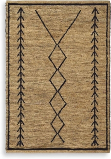 Casa Padrino Luxus Jute Teppich Beige / Schwarz 300 x 400 cm - Handgewebt