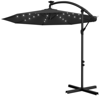 AUFUN Sonnenschirm Balkonschirm mit kurbel/Solar LED, mit Ständer
