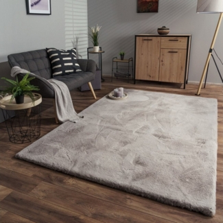 TT Home Teppich, Rechteckig, Höhe: 39 mm, Wohnzimmer Hochflor Teppich Langflor Soft Kaninchenfell Fell Imitat We