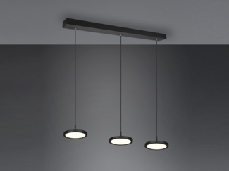 LED Pendelleuchte TRAY 3-flammig dimmbar Schwarz, Breite 90cm