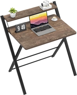 Klappschreibtisch Braun Metall Holz Home Office Multifunktional 70 x 52 x 70 cm