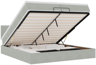 vidaXL Ottoman-Bett mit Matratzen & LEDs Hellgrau 200x200 cm Samt 3312644