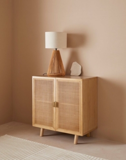 LeGer Home by Lena Gercke Sideboard Lina, Mit Rattan Einsatz, 2 Innenfächer, teilmassiv