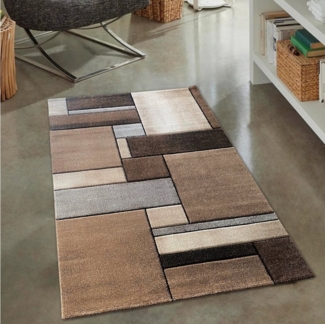 Carpetia Teppich Modern abstrakter Designerteppich mit Rechtecken in beige, rechteckig, Höhe: 13 mm