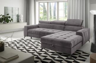 Ecksofa Schlafsofa Sofa AGNESA XS Stoff Salvador Grau Ottomane Rechts