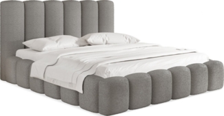 WFL GROUP Polsterbett Serenity mit Bettkasten und Lattenrost, Bettgestell, ohne Matratze (erhältlich in 5 Größen 120x200, 140x200, 160x200, 180x200, 200x200 cm), mit Stauraum, hohem Kopfteil, Boucle oder Samt Stoff, Made in EU