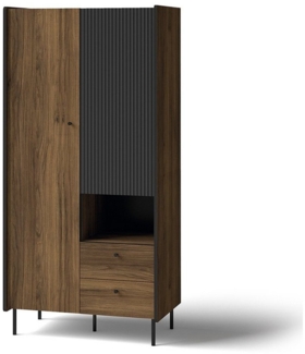 Compleo Kleiderschrank mit gerifflete Front Front COMO, Modern Schrank mit 2 Schubladen Modern Stil