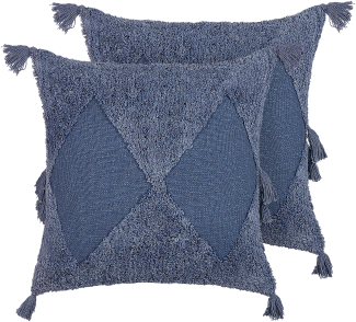 Kissen 2er Set Geometrisches Muster AVIUM Baumwolle 45 x 45 cm Blau