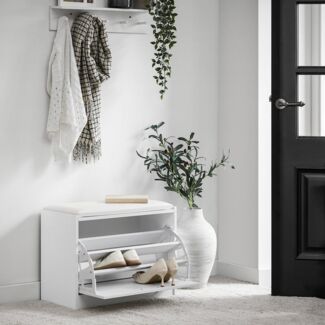 SoBuy Schuhbank FSR16, Schuhorganizer, mit gepolstertem Kissen, für Flur, Eingang, Sitzbank mit Sitzkissen Schuhregal Schuhkipper mit 1 Klappe