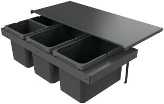 Naber 8013397 Abfallsammler Cox Stand-UP® 280 S/900-4 ohne Biodeckel, anthrazit, 46 (2x16/2x7) Liter / 90 cm Schrankbreite