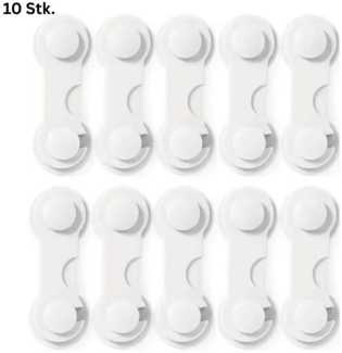 Montegoni Kindersicherung 10er Baby Schrankschloss Kindersicherung Tür Fenster Schublade, Selbstklebend, ohne Bohren, flexibel einsetzbar, kindersicher