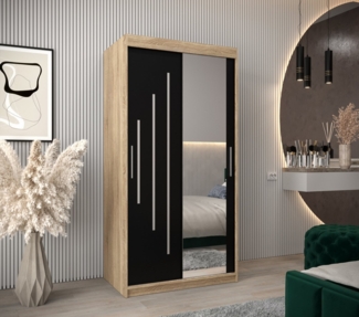 MOEBLO Schiebetürenschrank MALTESE 2 (mit Spiegel, mit/ ohne Schubladen, Schwebetürenschrank Schrank Garderobe Schiebtüren Schlafzimmer Wohnzimmerschrank) (BxHxT):100/120/150/180/200/250x200x62 cm