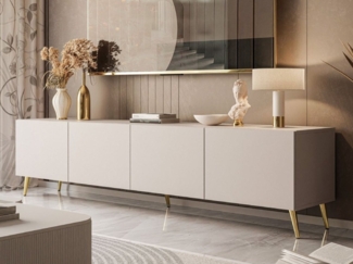 ALLHOUSE24 TV-Schrank LOGANTE 200 cm Breite Unterschrank TV Lowboard Metall Füße 200 cm Breite