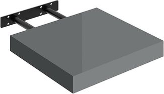 WOLTU Wandregal Regal Wand Schweberegal Regalbrett Wandboard mit Metallhalterung, unsichtbare Montage, für Küche Badezimmer Wohnzimmer Schlafzimmer, aus MDF, Hochglänzend Grau, 100 x 22,9 x 3,8 cm