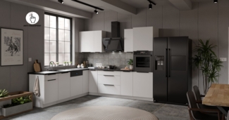 Winkelküche ARIA K-WH ECKE 2 - 250 x 270 cm Anti Fingerprint Küchenzeile Küchenblock Singleküche Einbauküche Küche Eckküche