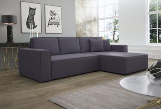 Ecksofa Schlafsofa Sofa CONOR PREMIUM Kunstleder Soft Grau Ottomane Rechts