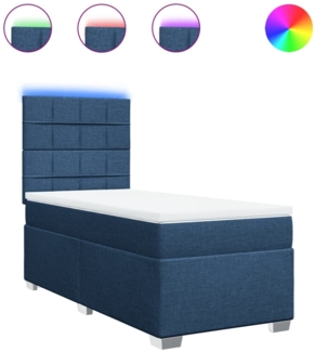 vidaXL Boxspringbett mit Matratze Blau 90x190 cm Stoff 3292649