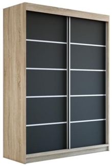 Schwebetürenschrank PARIS 2-türig Schrank 180 cm (mit Spiegel) Farbe: Sonoma , schwarz