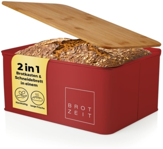 Lumaland Brotkasten Cuisine Brotkasten, Bambus/Metall, Brotdose aus Metall mit Bambus Deckel