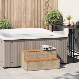 vidaXL Whirlpool-Stufen Beige 100 x 50 x 50,5 cm Poly-Rattan Massiv Akazie 4103946
