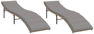 vidaXL Sonnenliegen 2 Stk. mit Auflagen Beige Poly Rattan 3277305
