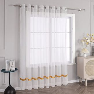 Joyswahl Gardine Maja (1 St), Ösen, transparent, mit Satinband, Schals Fenster