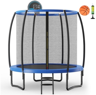 COSTWAY Gartentrampolin Fitnesstrampolin, (2 tlg), mit Basketball & Sicherheitsnetz