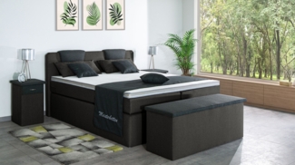 Meisterbetten Boxspringbett Iris 200x220 in WT-Anthracite in WT-Dunkel Grau, Matratzenbezug Nano, Komfortschaum-Topper